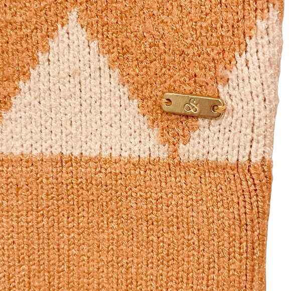 Scotch & Soda Kids Argyle Checkerboard Knit Sweater – Size 10/140 – Tan & Cream - Picture 8 of 12